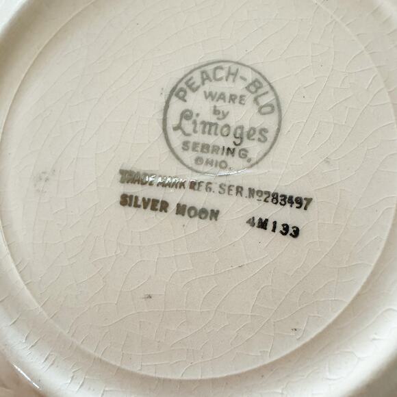 Vintage 1930s Pink Floral American Limoges Silver Moon Tea/Coffee Saucers 7 - Picture 3 of 3